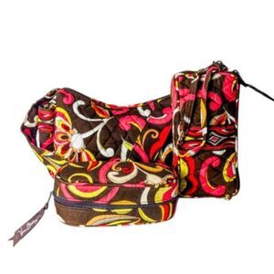 VERA BRADLEY Shoulder Bag Wristlet Sunglass Case Set In Puccini Pattern